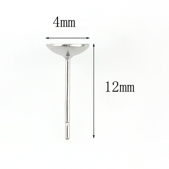 4/5/6/10mm Stainless Steel Bowl Head Pin Stud Earring Needles Earnuts Ear Post Plugging Setting DIY Earring Earstud Findings - Shopeasywear