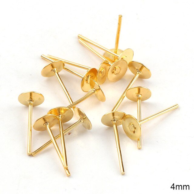 4mmMetal Flat Earrings Pin Earnuts Ear Pad Plugging Back Stopper Setting DIY Earring back Earstud Findings - Shopeasywear