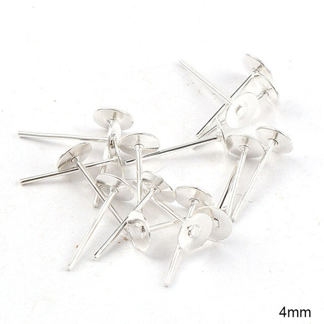 4mmMetal Flat Earrings Pin Earnuts Ear Pad Plugging Back Stopper Setting DIY Earring back Earstud Findings - Shopeasywear