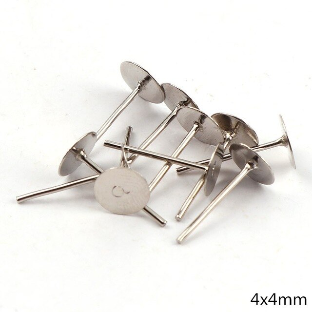 4mmMetal Flat Earrings Pin Earnuts Ear Pad Plugging Back Stopper Setting DIY Earring back Earstud Findings - Shopeasywear