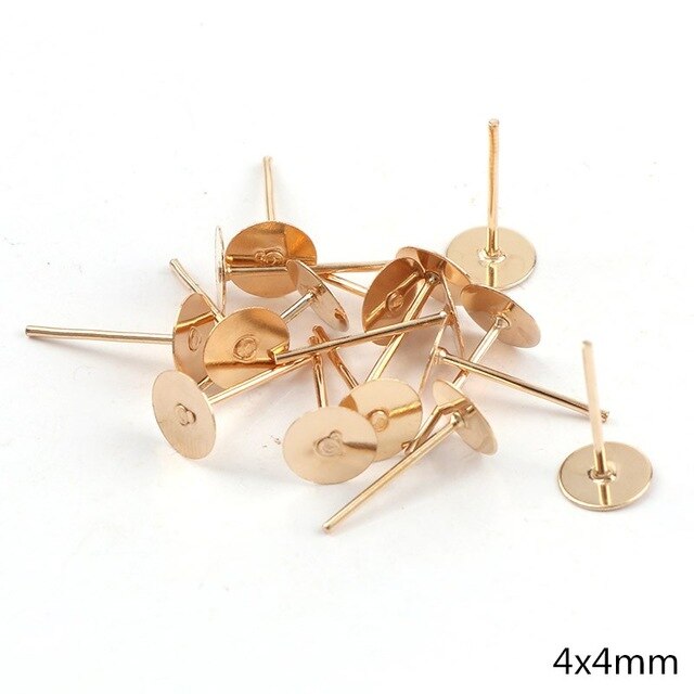 4mmMetal Flat Earrings Pin Earnuts Ear Pad Plugging Back Stopper Setting DIY Earring back Earstud Findings - Shopeasywear