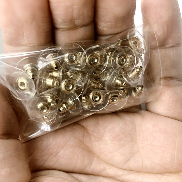 50pcs Earrings Jewelry Accessories Clear plastic Barrel Bullet Plastic Rubber Ear Plugging Earring back Earstud Findings - Shopeasywear