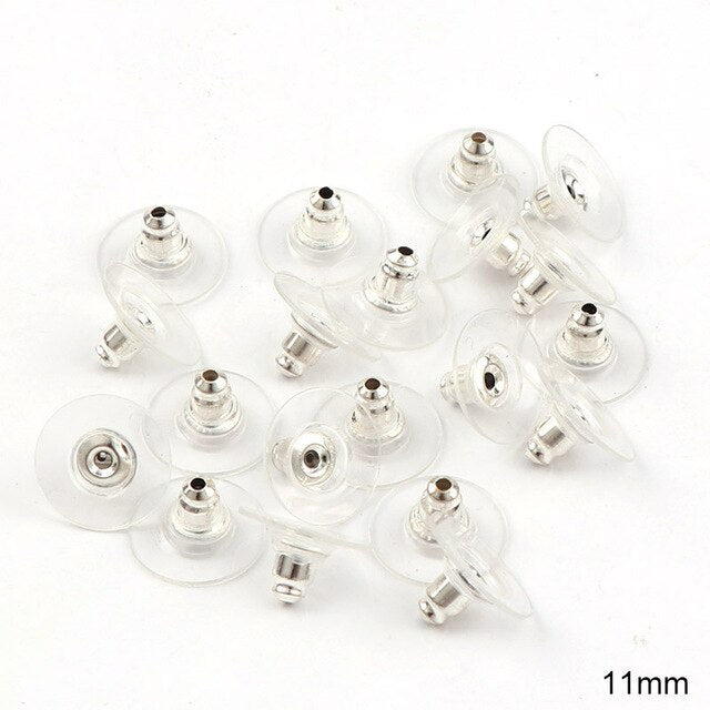 100pcs 11mm Gold plating Earrings Barrel Bullet Resin Earrings Rubber Ear Plugging Stopper DIY Earring Back Earstud Findings - Jeglow store