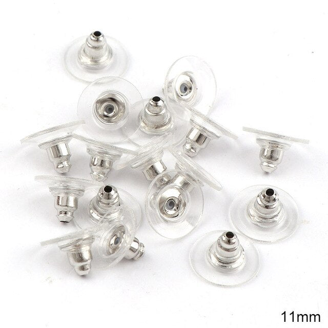 100pcs 11mm Gold plating Earrings Barrel Bullet Resin Earrings Rubber Ear Plugging Stopper DIY Earring Back Earstud Findings - Jeglow store