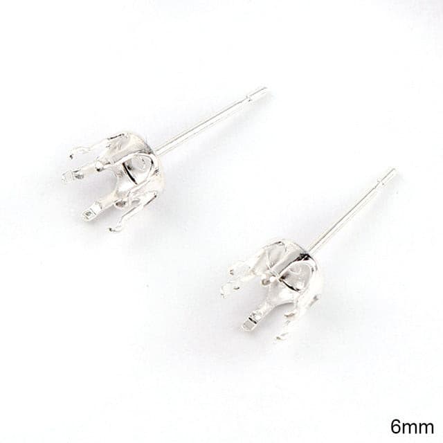 6mm,8mm Metal Earrings Claw Clasp Blank Base Claw Setting DIY Crystal Rhinestone Earring back Earstud Jewelry Findings - Shopeasywear