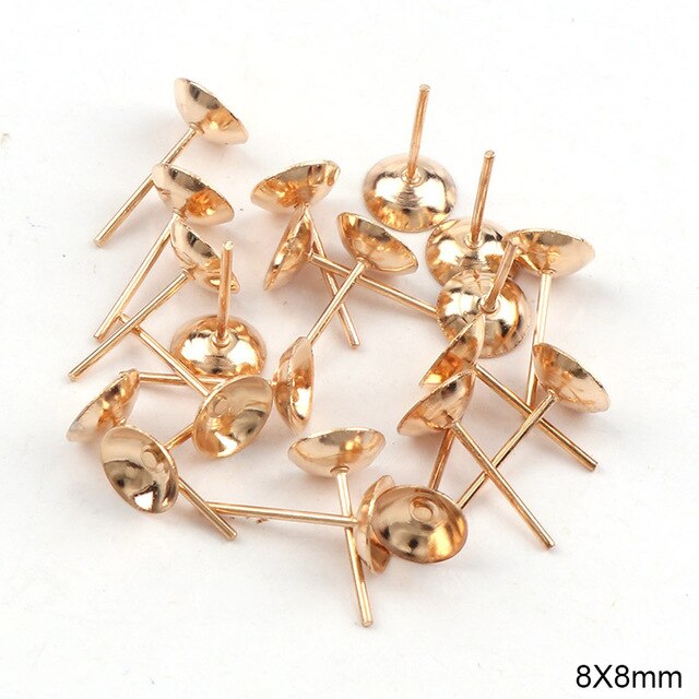 8mm Metal Bowl Head Earrings Pin Needles Earnuts Ear Pad Plugging Back Stopper Setting DIY Earring back Earstud Findings - Shopeasywear