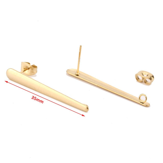 Gold Earstud 316L Stainless Steel Ear Post with 8mm/ 10mm/ 12mm Round Flat Pad Base Setting with Hole Hypo-Allergenic Posts - Shopeasywear