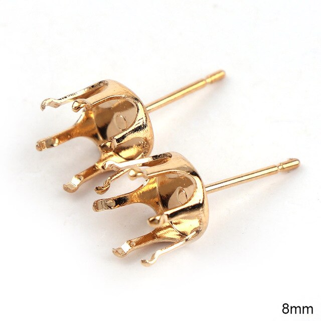 6mm,8mm Metal Earrings Claw Clasp Blank Base Claw Setting DIY Crystal Rhinestone Earring back Earstud Jewelry Findings - Shopeasywear