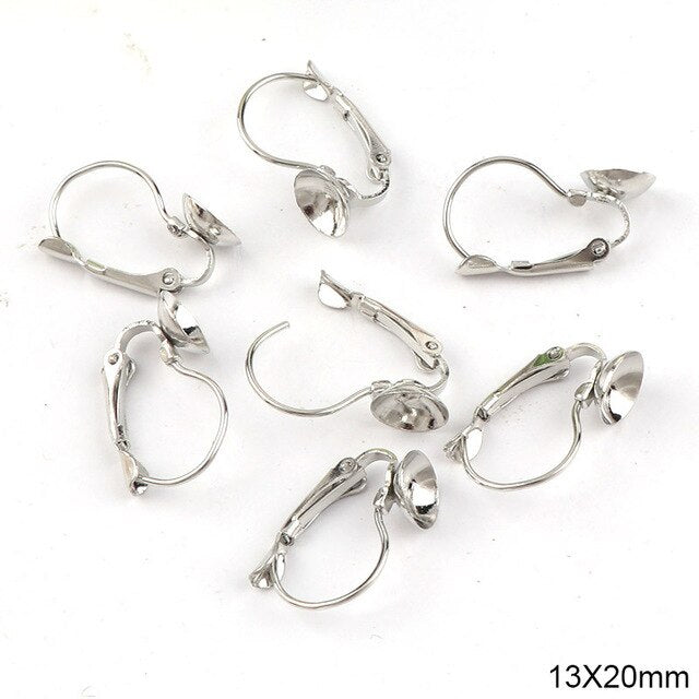 13x20mm Metal Bowl Tone Ear Wire Oval French Lever Hook Earnuts Ear Plugging Back Stopper Setting DIY Earring Earstud Findings - Jeglow store