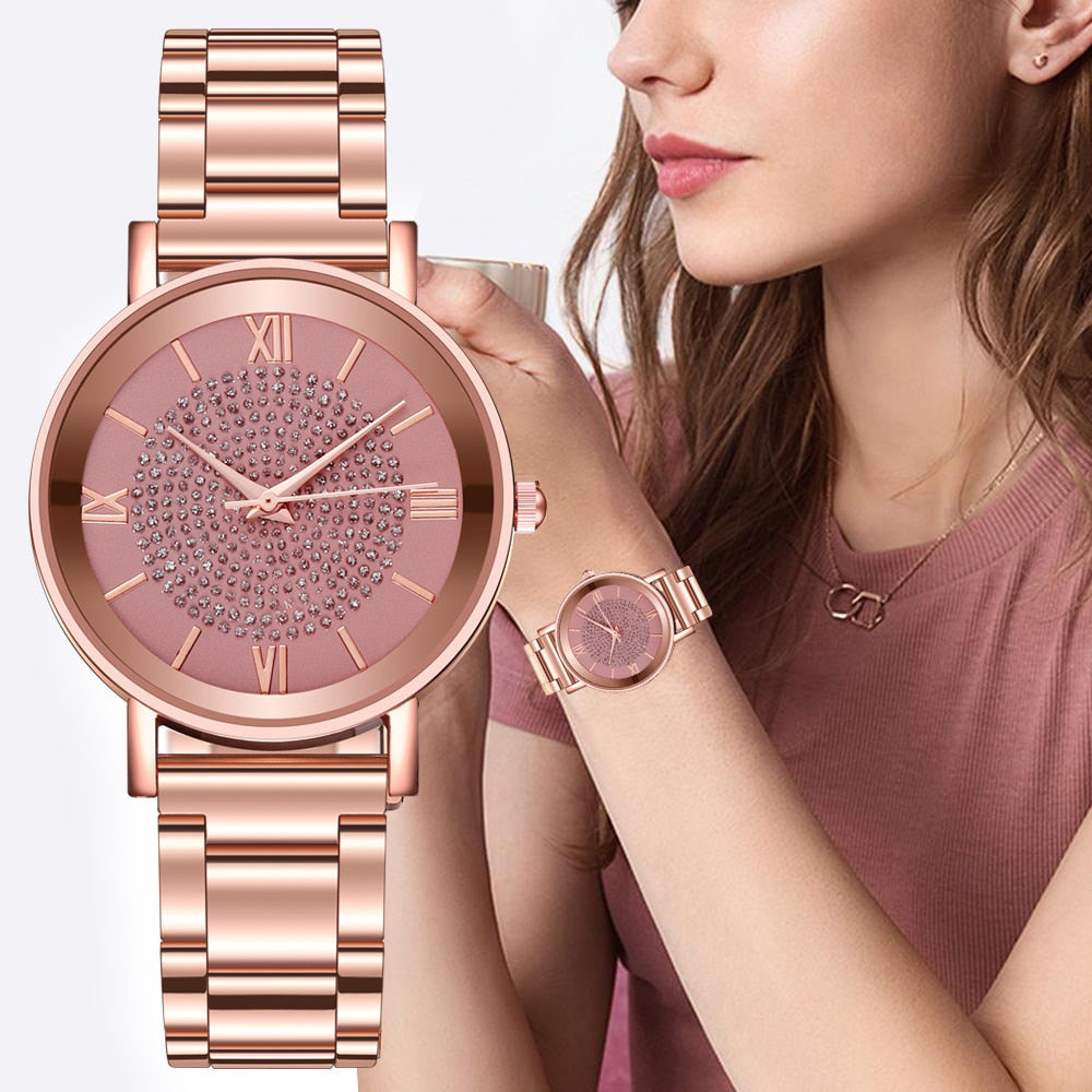 Women Watches 2020 Luxury Diamond Rose Gold Ladies Wrist Watches Magnetic Women Bracelet Watch For Female Clock Relogio Feminino - Shopeasywear