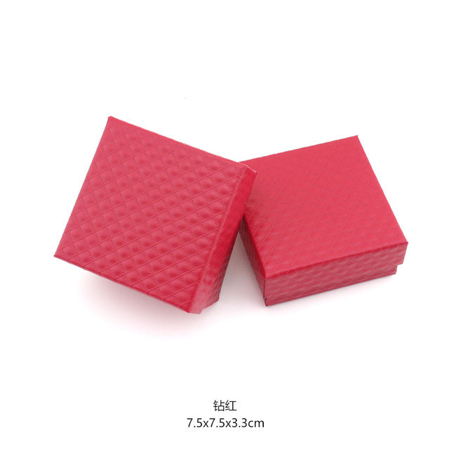 7.5*7.5 Red/Blue/Buff/Black/Pink/White Paper Square Jewelry Box Package GIft Box for Necklace Bracelet Earrings Fashion Jewelry - Shopeasywear