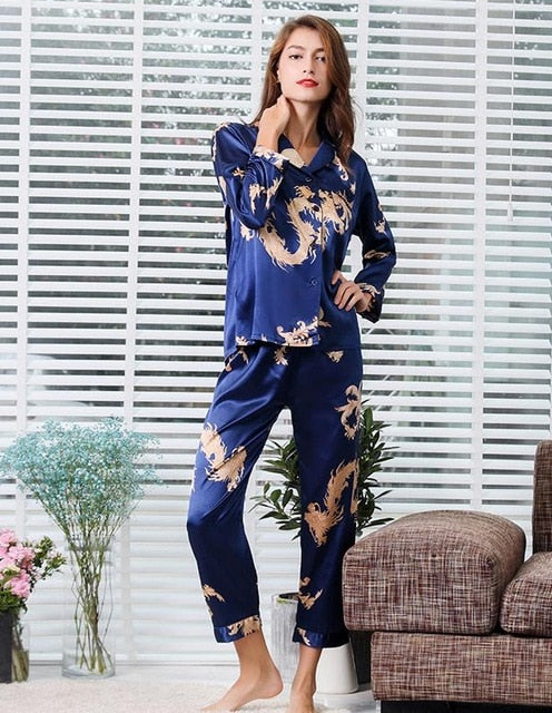 Couple Silk Satin Pajamas Set