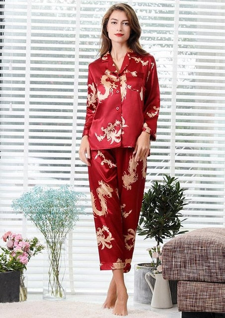 Couple Silk Satin Pajamas Set
