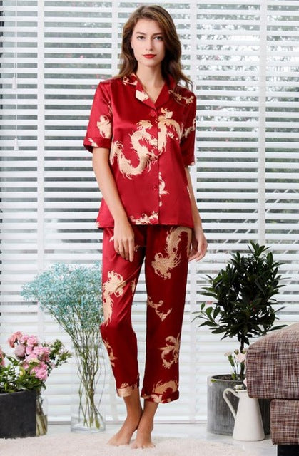 Couple Silk Satin Pajamas Set