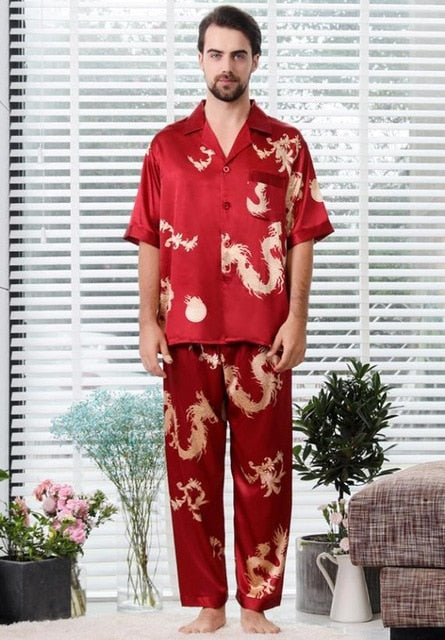 Couple Silk Satin Pajamas Set