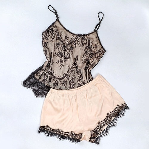 Sexy Khaki Mesh Pajama Sets For Female