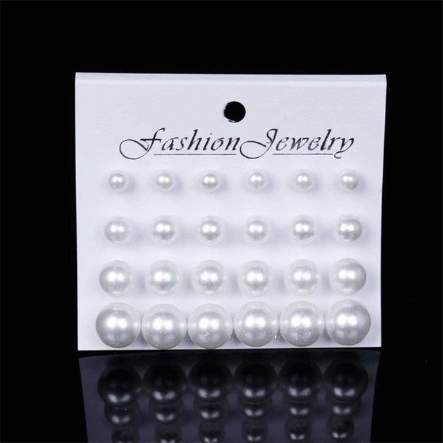 12 Pairs/Set Simulated Pearl Earrings For Women - Jeglow store