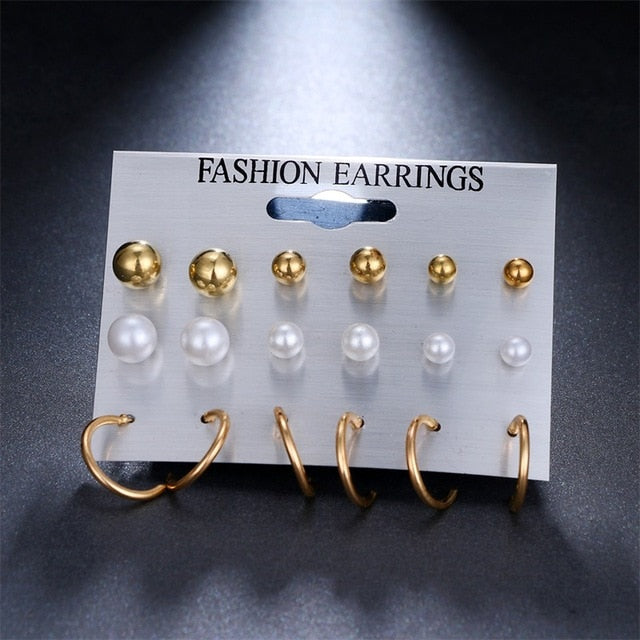 12 Pairs/Set Simulated Pearl Earrings For Women - Jeglow store