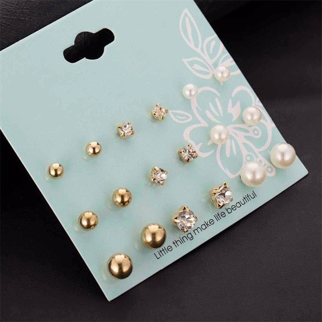 12 Pairs/Set Simulated Pearl Earrings For Women - Jeglow store