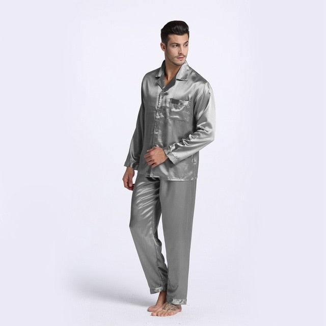 Men's Stain Silk Pajama Set