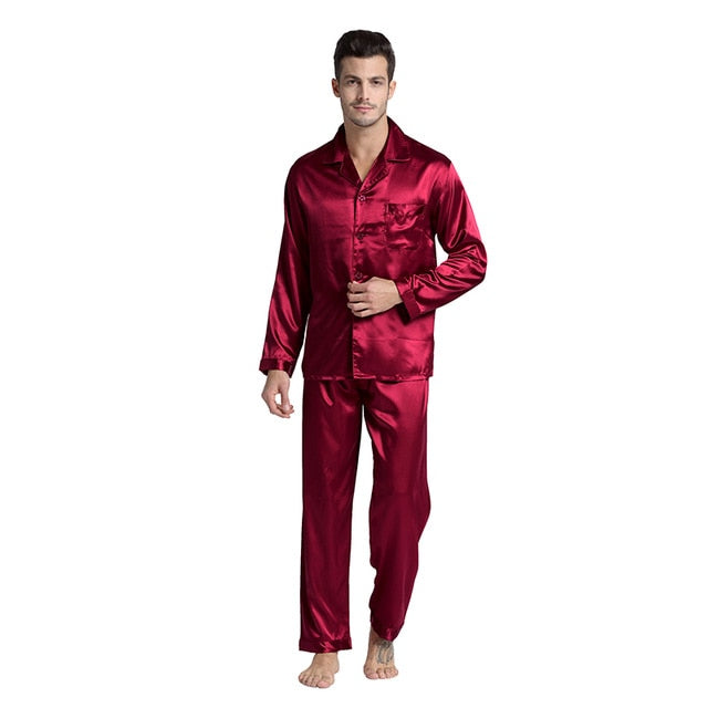 Men's Stain Silk Pajama Set