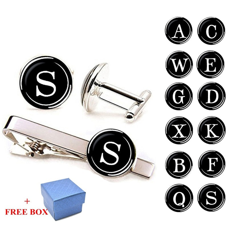 26 Letter A-Z Cufflinks and Tie Clip Set - Shopeasywear