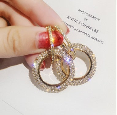 New Silver Circle Crystal Earrings - Shopeasywear