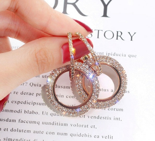 New Silver Circle Crystal Earrings - Shopeasywear