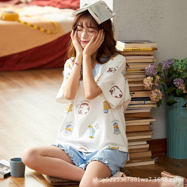 Short Sleeve Thin Cartoon Pajamas