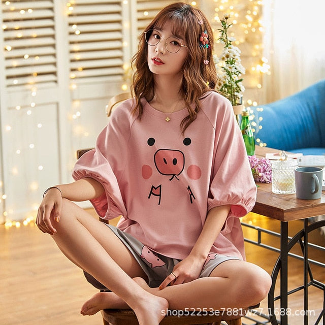 Short Sleeve Thin Cartoon Pajamas