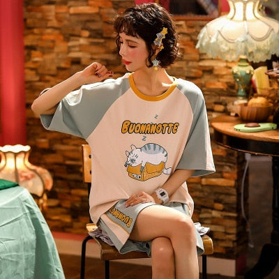 Short Sleeve Thin Cartoon Pajamas