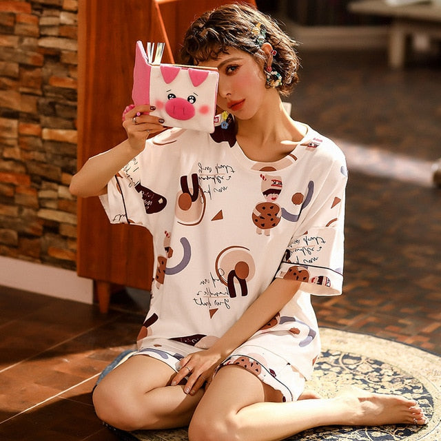 Short Sleeve Thin Cartoon Pajamas