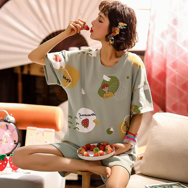 Short Sleeve Thin Cartoon Pajamas