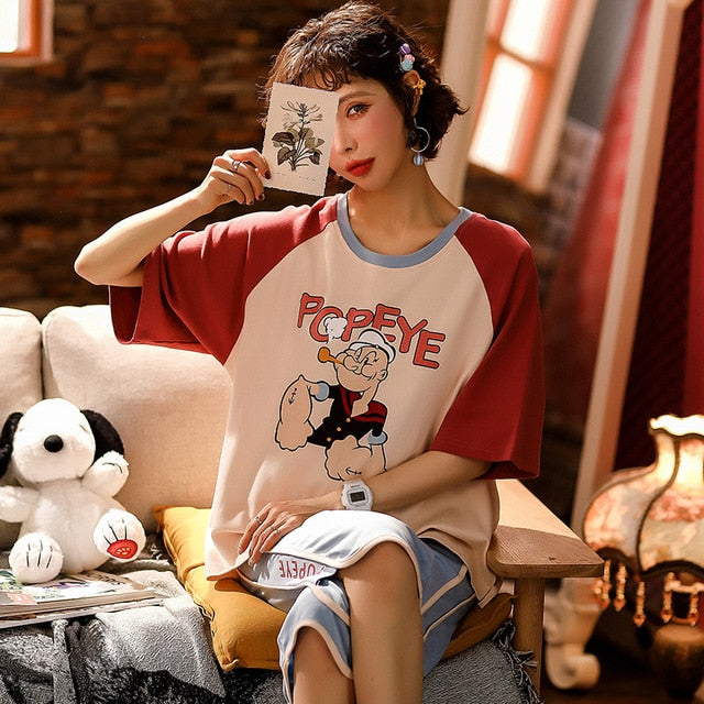 Short Sleeve Thin Cartoon Pajamas
