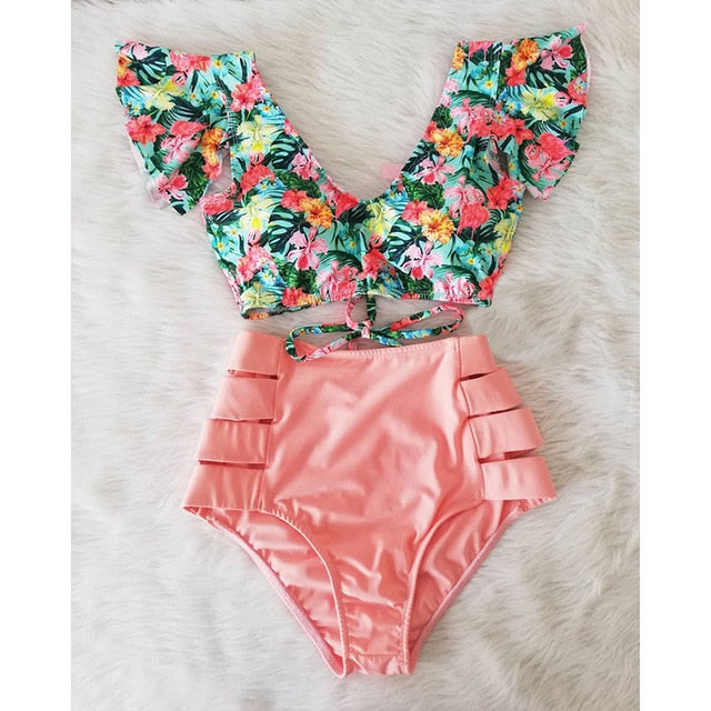 2020 New Double Shoulder Ruffle Bikini Set