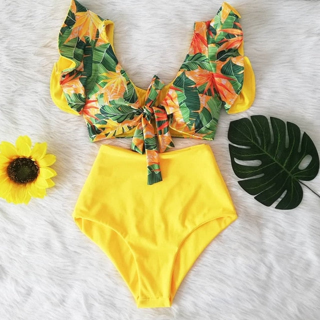 2020 New Double Shoulder Ruffle Bikini Set