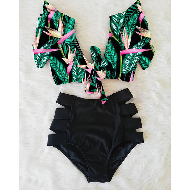2020 New Double Shoulder Ruffle Bikini Set