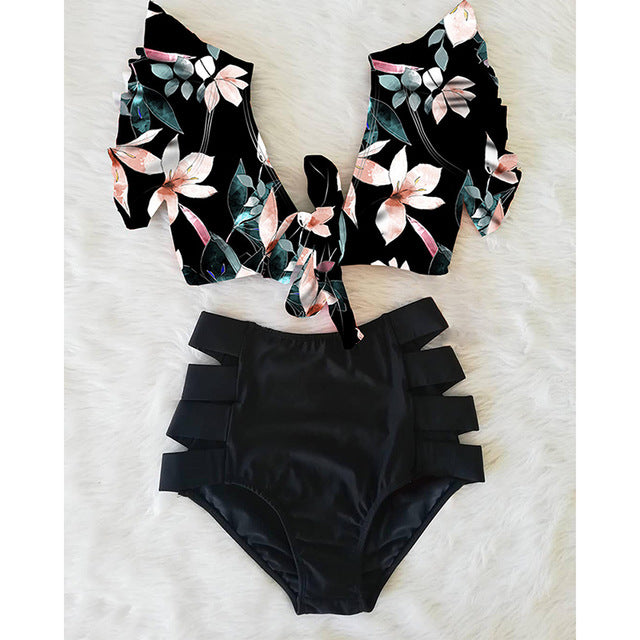 2020 New Double Shoulder Ruffle Bikini Set