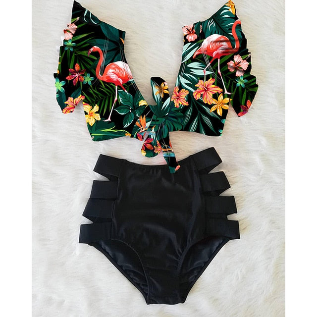 2020 New Double Shoulder Ruffle Bikini Set