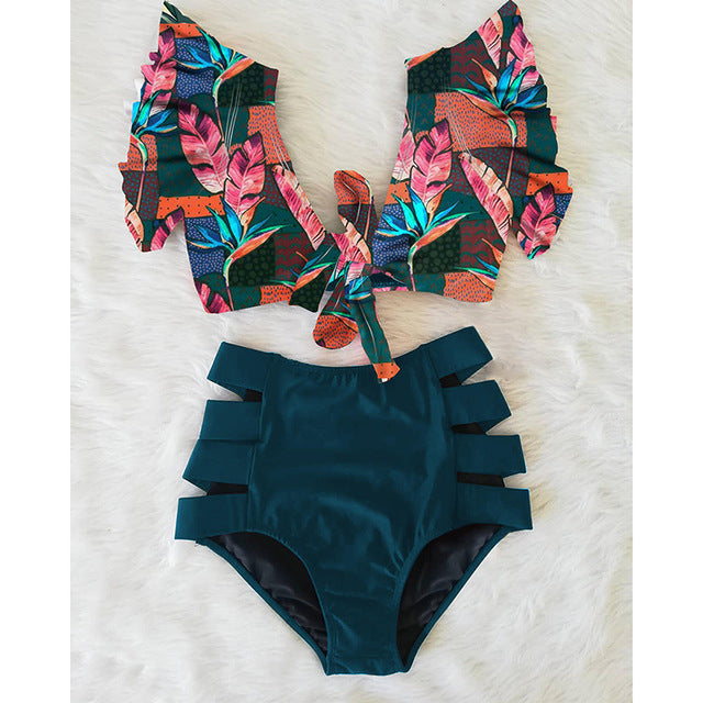 2020 New Double Shoulder Ruffle Bikini Set
