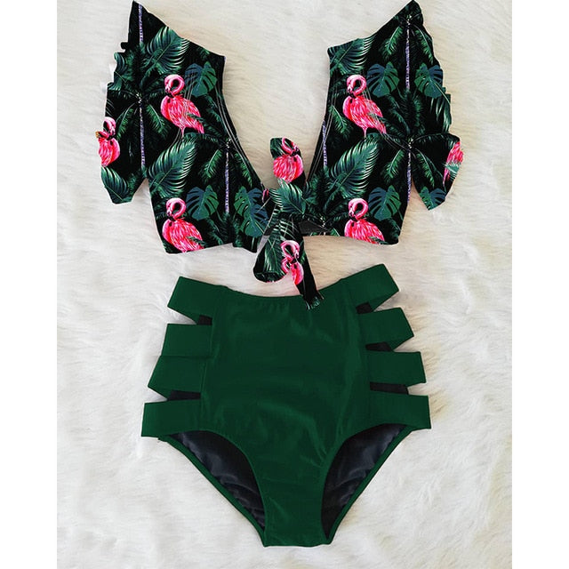 2020 New Double Shoulder Ruffle Bikini Set