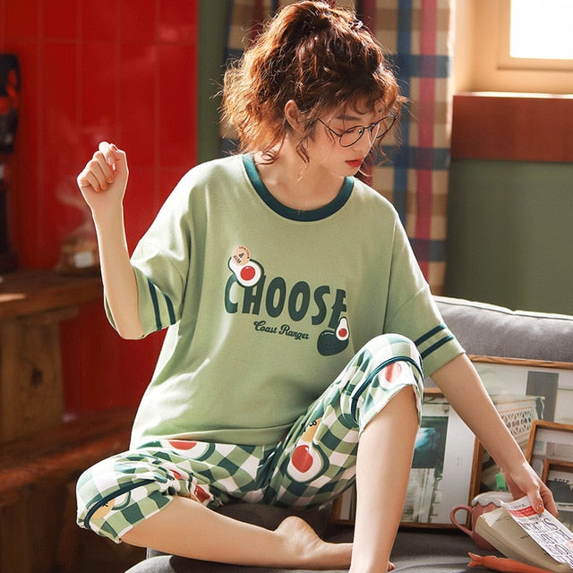 Plus Size M-5XL Women Pajamas Set