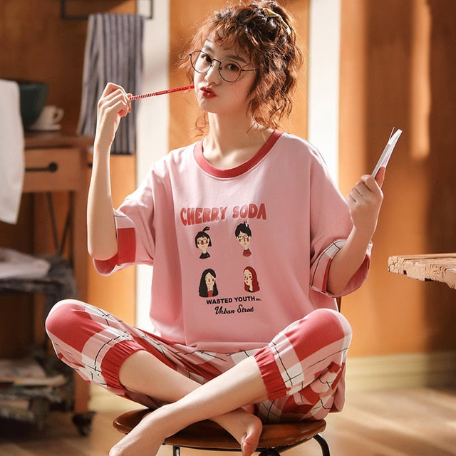 Plus Size M-5XL Women Pajamas Set