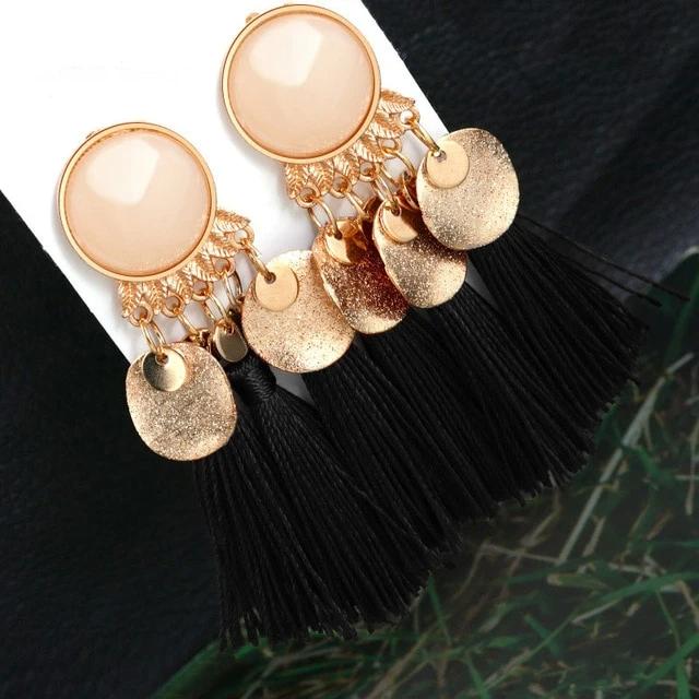 Tassel Crystal Long Drop Earrings for Women