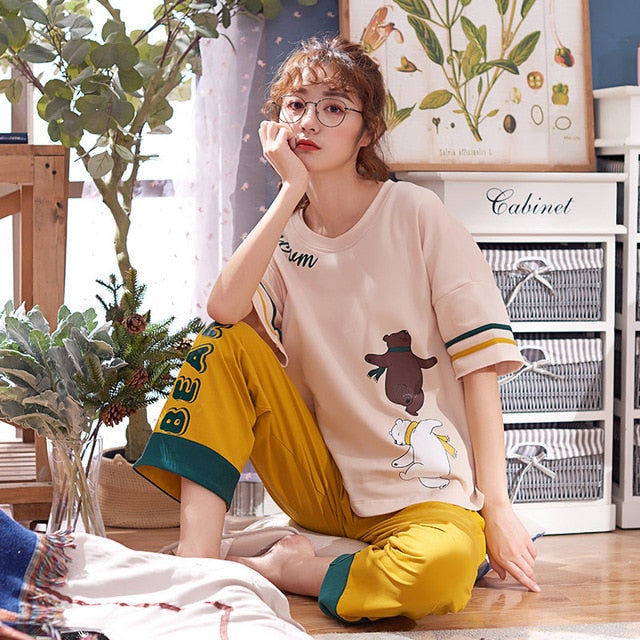 Spring Summer Pajamas Set