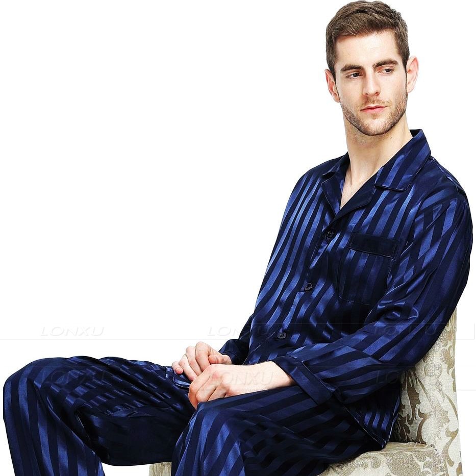 Mens Silk Satin Pajamas Set