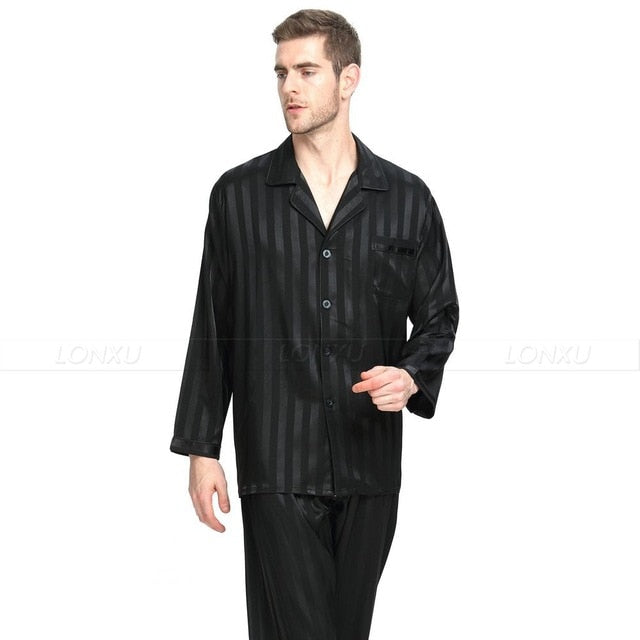 Mens Silk Satin Pajamas Set