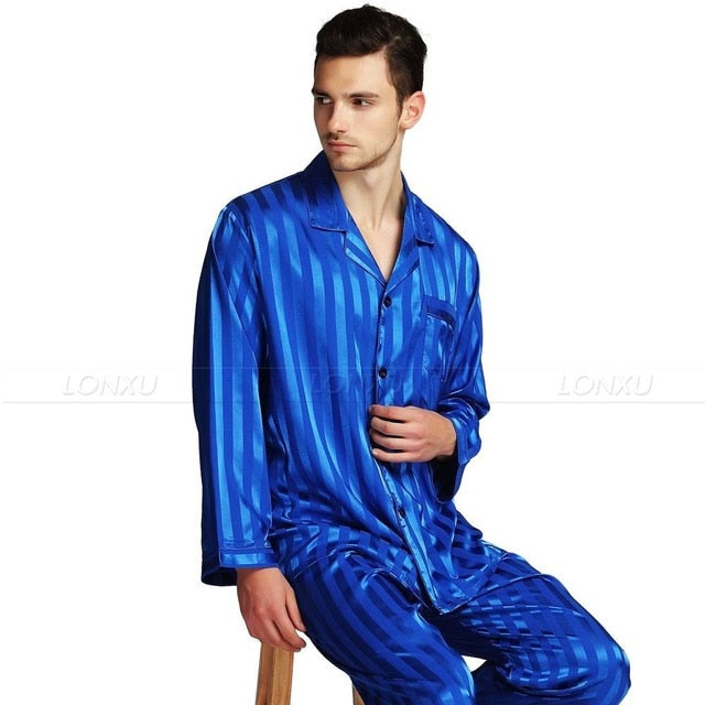 Mens Silk Satin Pajamas Set