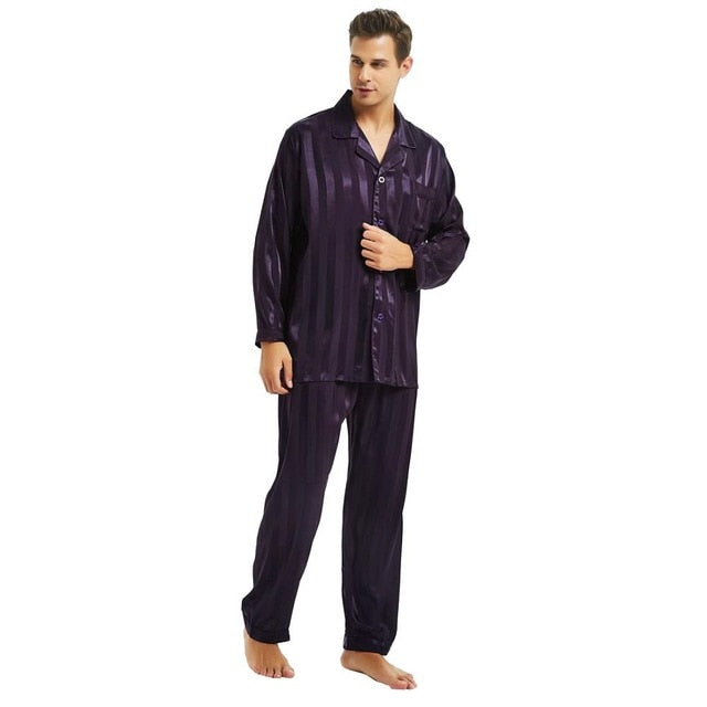 Mens Silk Satin Pajamas Set