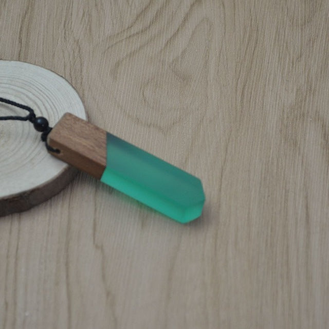 Vintage men & woman fashionable wood pendant necklace, woven rope